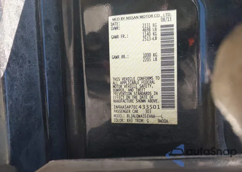 2014 Nissan Maxima 3.5 S from USA, damaged, VIN 1N4AA5AP7EC433501